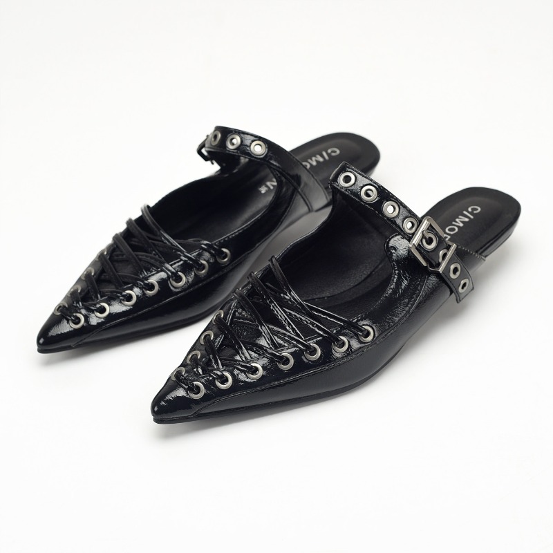Pointed Toe Lace Up Women Slip – Casual Sandal Leather recenzja i cena